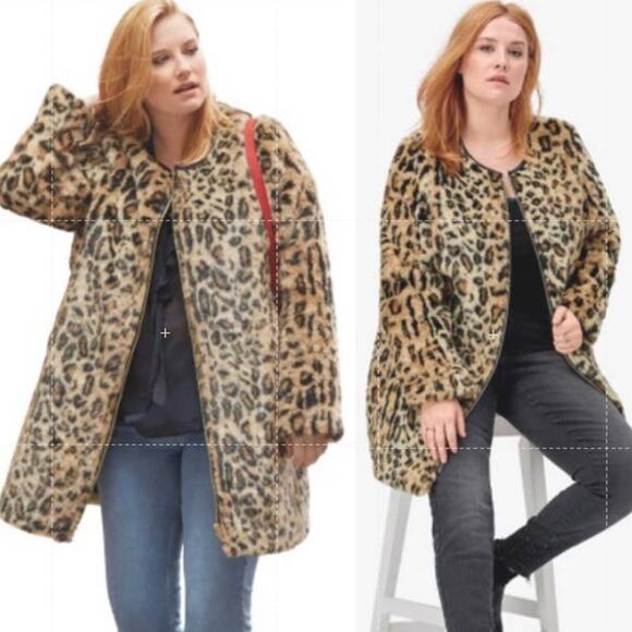 ellos Jackets & Blazers - Ellos Faux Fur Animal Print Jacket In Leopard Tan Black Size 10 New